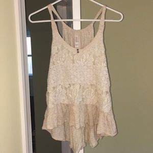 Cream Lacy Tank Top